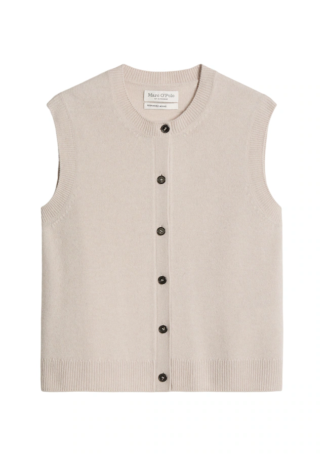Marc O'Polo Strickweste ärmelloser Cardigan aus flauschiger Lammwolle