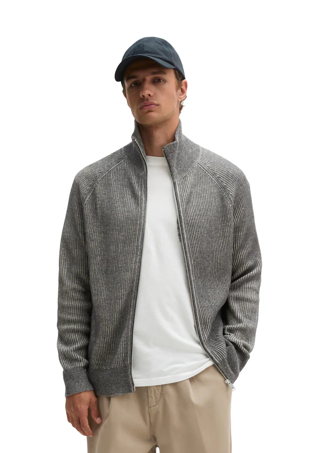 Marc O'Polo Strickjacke regular aus Bio-Baumwoll-Schurwoll-Mix