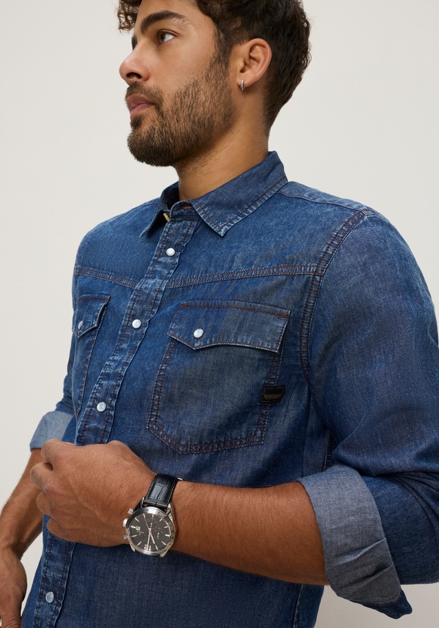 Bruno Banani Jeanshemd »schmal geschnitten« schmale Basic-Passform, aus Baumwolle in Denim-Jeans-Qualität