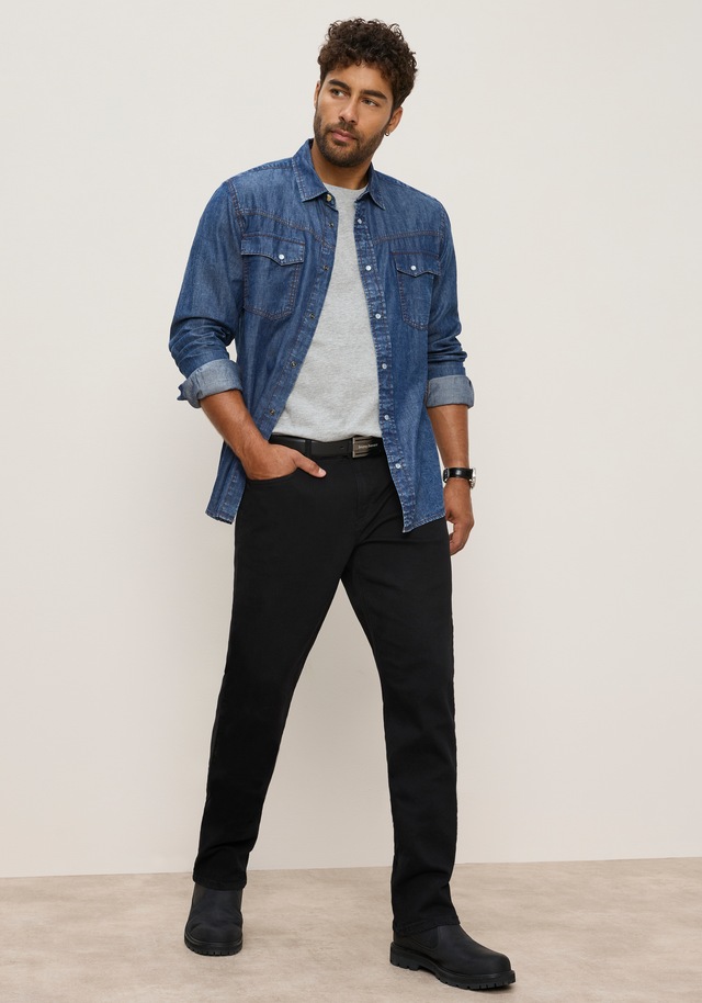 Bruno Banani Jeanshemd »schmal geschnitten« schmale Basic-Passform, aus Baumwolle in Denim-Jeans-Qualität