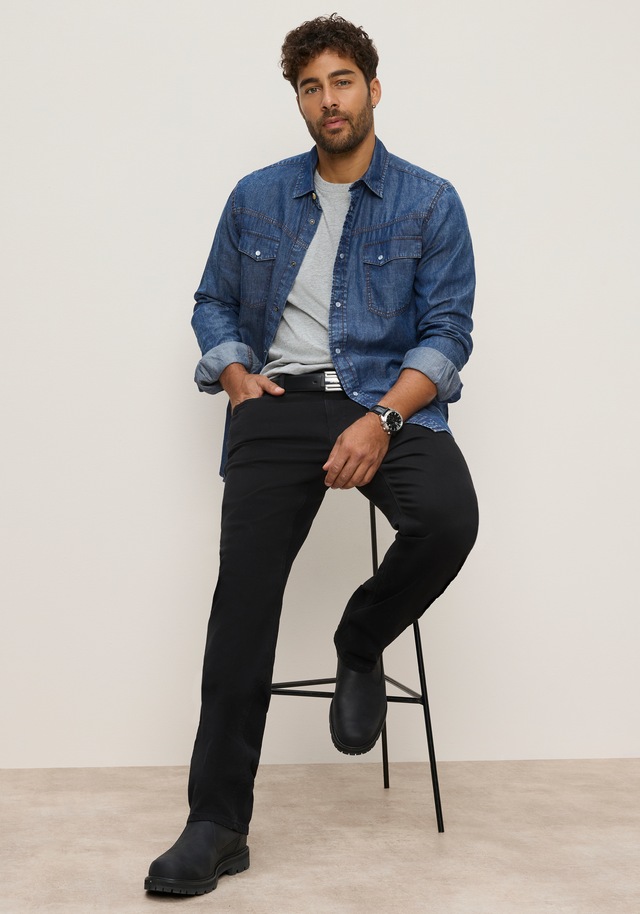 Bruno Banani Jeanshemd »schmal geschnitten« schmale Basic-Passform, aus Baumwolle in Denim-Jeans-Qualität