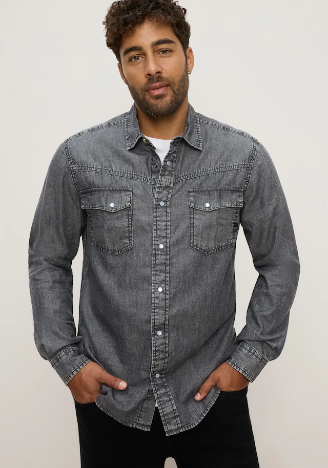 Bruno Banani Jeanshemd »schmal geschnitten« schmale Basic-Passform, aus Baumwolle in Denim-Jeans-Qualität