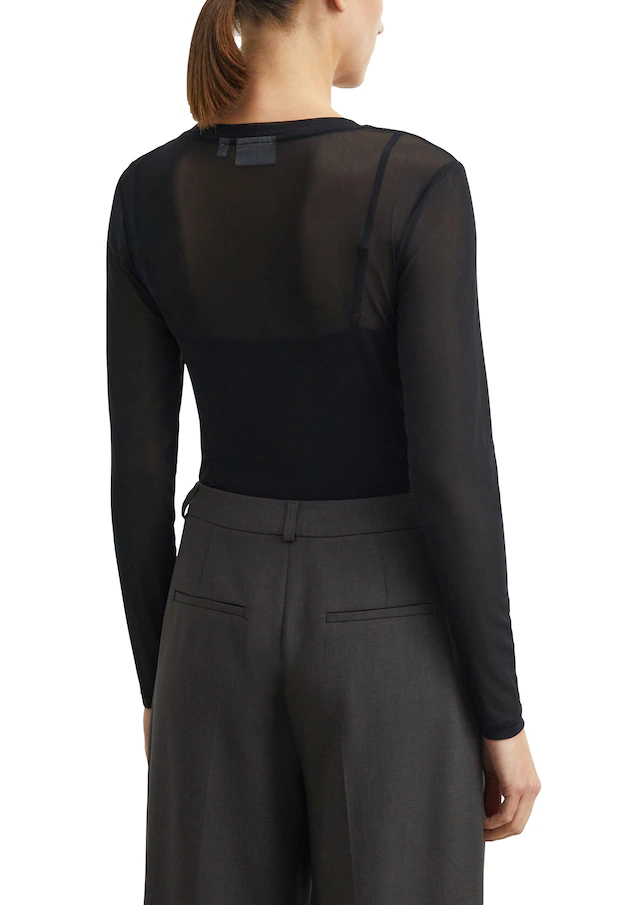 Comma Langarmshirt mit tiefem Rundhals / Viskose-Stretch