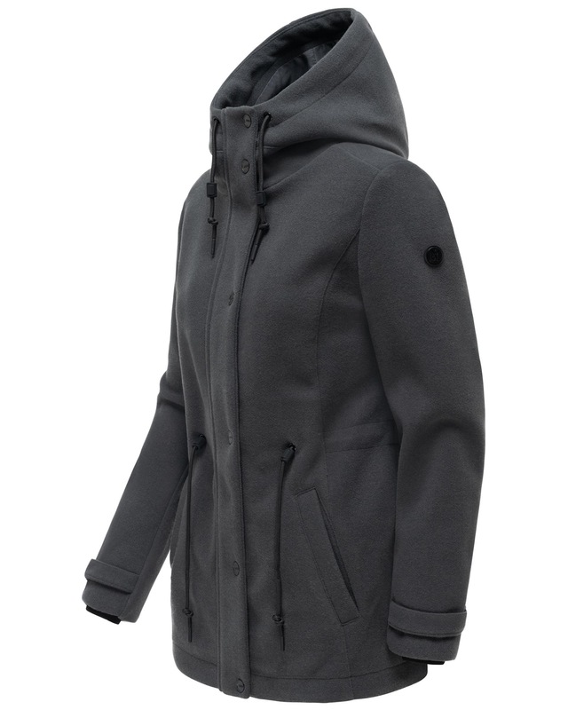 Navahoo Kurzmantel »Lächelstern 14« Lange Damen Übergangsjacke in Wollmantel-Optik mit Kapuze
