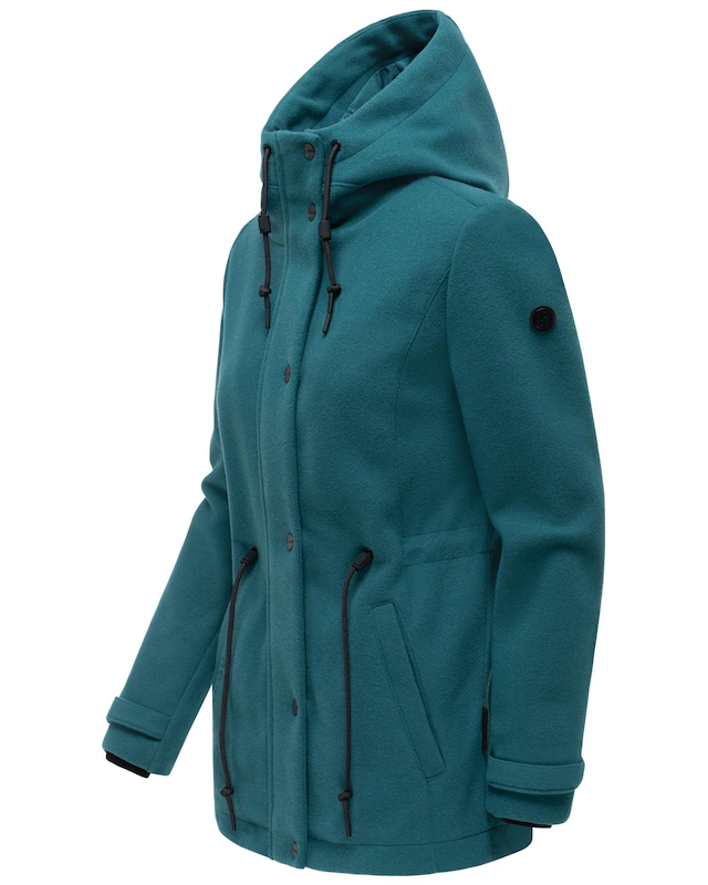 Navahoo Kurzmantel »Lächelstern 14« Lange Damen Übergangsjacke in Wollmantel-Optik mit Kapuze