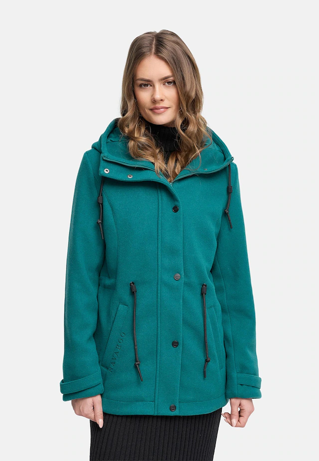 Navahoo Kurzmantel »Lächelstern 14« Lange Damen Übergangsjacke in Wollmantel-Optik mit Kapuze