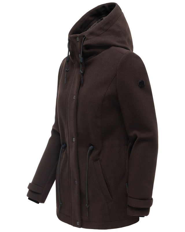 Navahoo Kurzmantel »Lächelstern 14« Lange Damen Übergangsjacke in Wollmantel-Optik mit Kapuze