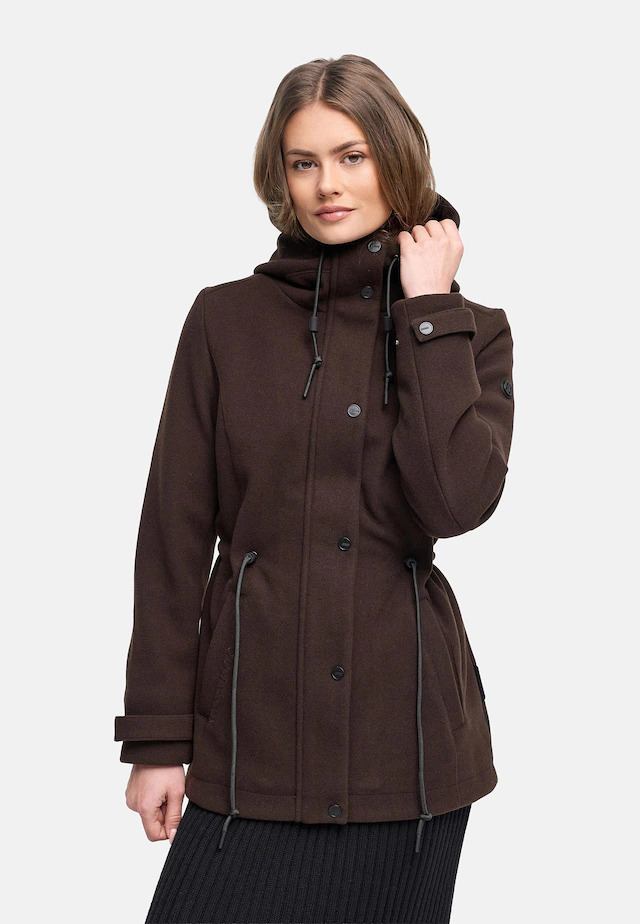 Navahoo Kurzmantel »Lächelstern 14« Lange Damen Übergangsjacke in Wollmantel-Optik mit Kapuze