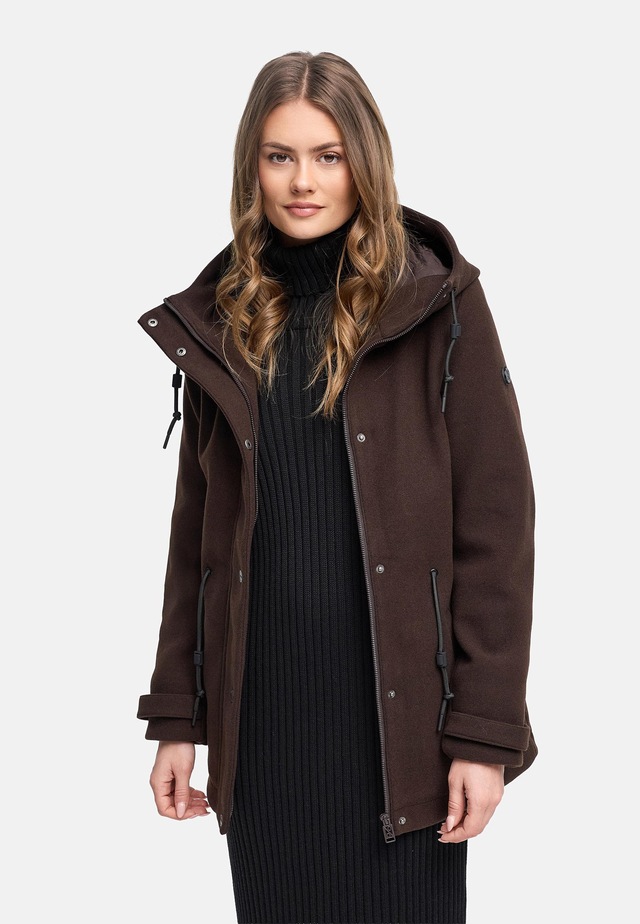 Navahoo Kurzmantel »Lächelstern 14« Lange Damen Übergangsjacke in Wollmantel-Optik mit Kapuze