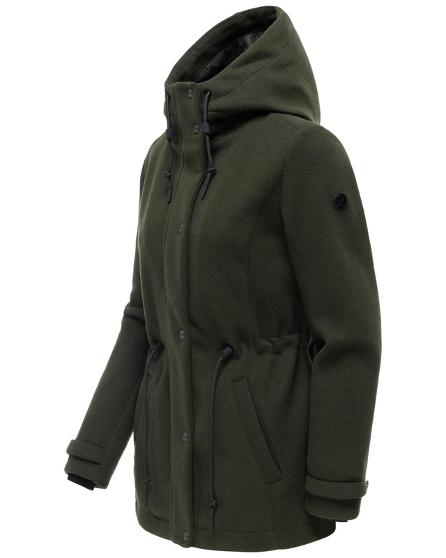 Navahoo Kurzmantel »Lächelstern 14« Lange Damen Übergangsjacke in Wollmantel-Optik mit Kapuze