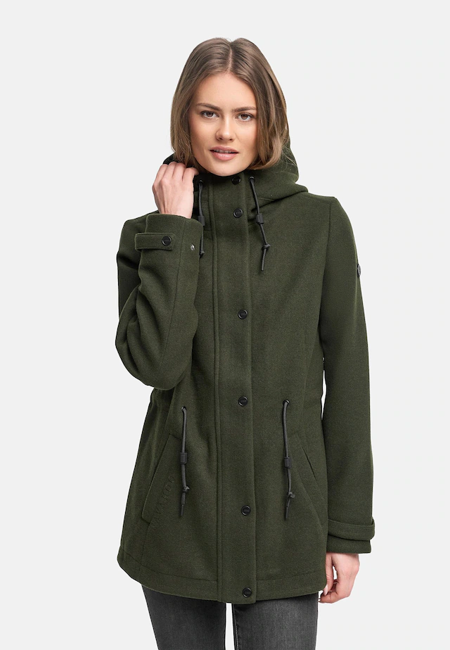 Navahoo Kurzmantel »Lächelstern 14« Lange Damen Übergangsjacke in Wollmantel-Optik mit Kapuze