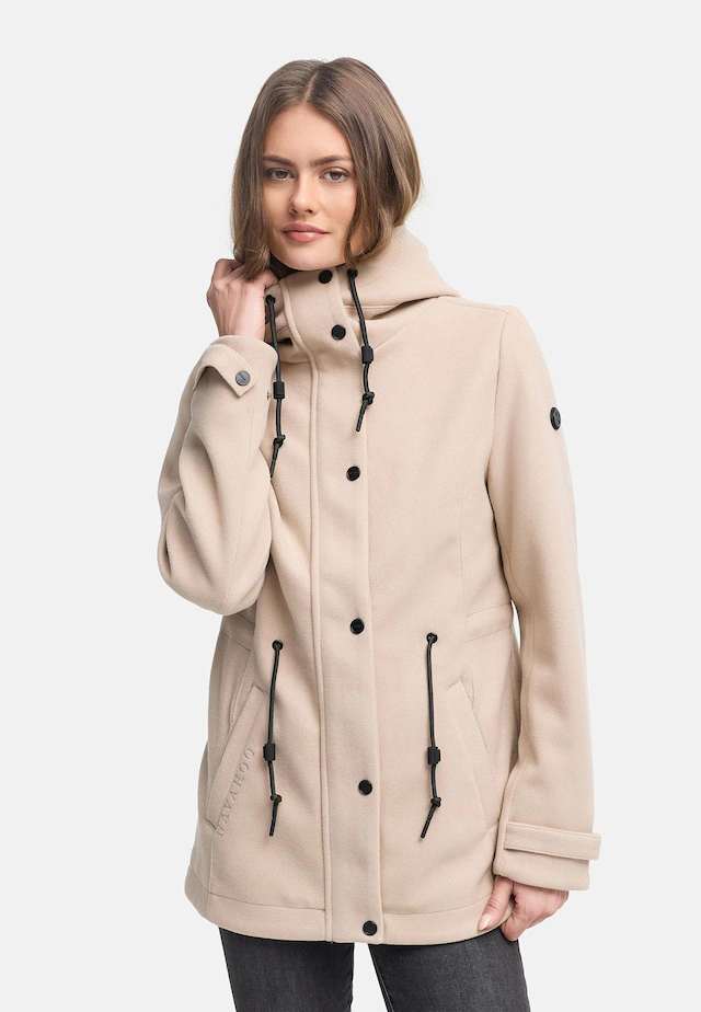 Navahoo Kurzmantel »Lächelstern 14« Lange Damen Übergangsjacke in Wollmantel-Optik mit Kapuze