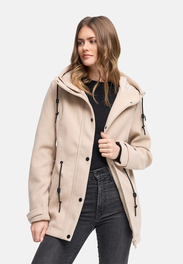 Navahoo Kurzmantel »Lächelstern 14« Lange Damen Übergangsjacke in Wollmantel-Optik mit Kapuze