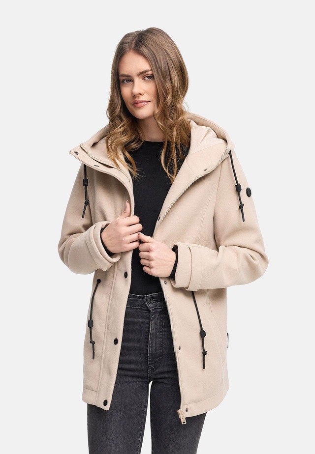 Navahoo Kurzmantel »Lächelstern 14« Lange Damen Übergangsjacke in Wollmantel-Optik mit Kapuze