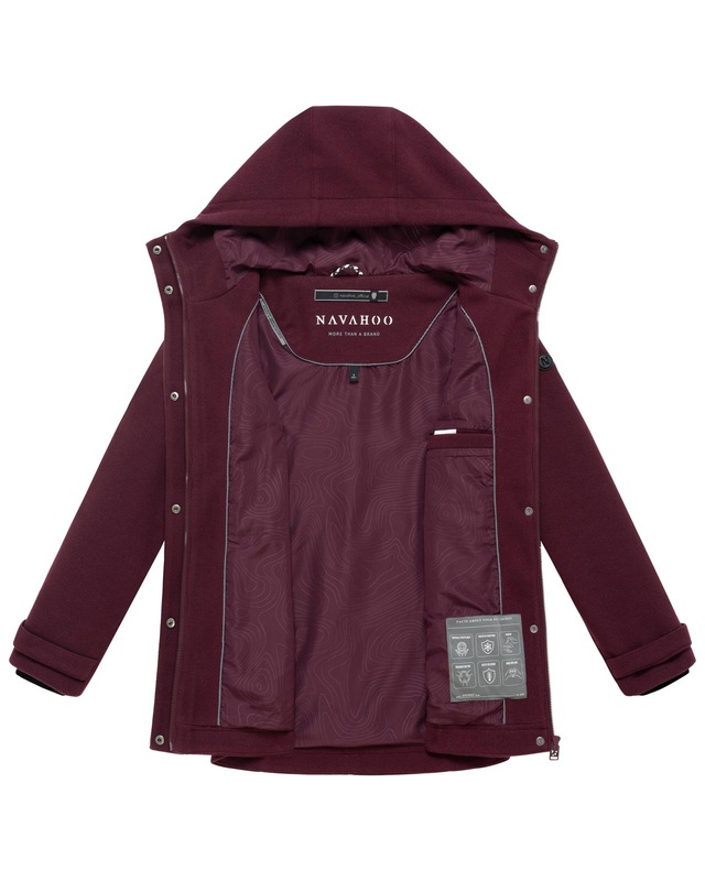 Navahoo Kurzmantel »Lächelstern 14« Lange Damen Übergangsjacke in Wollmantel-Optik mit Kapuze
