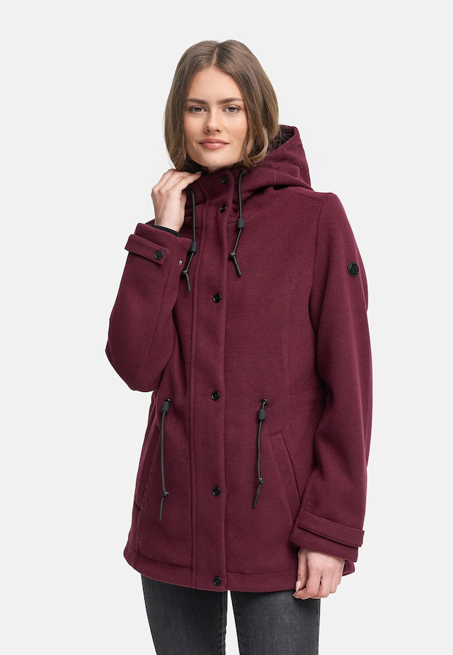 Navahoo Kurzmantel »Lächelstern 14« Lange Damen Übergangsjacke in Wollmantel-Optik mit Kapuze