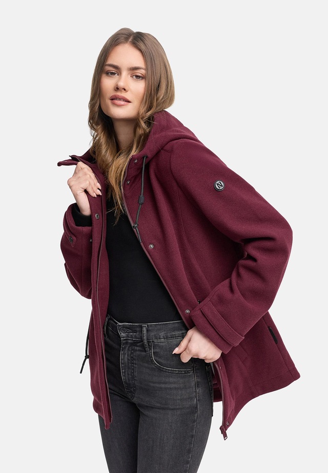 Navahoo Kurzmantel »Lächelstern 14« Lange Damen Übergangsjacke in Wollmantel-Optik mit Kapuze