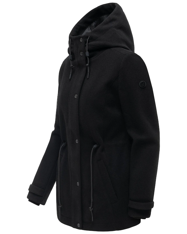 Navahoo Kurzmantel »Lächelstern 14« Lange Damen Übergangsjacke in Wollmantel-Optik mit Kapuze