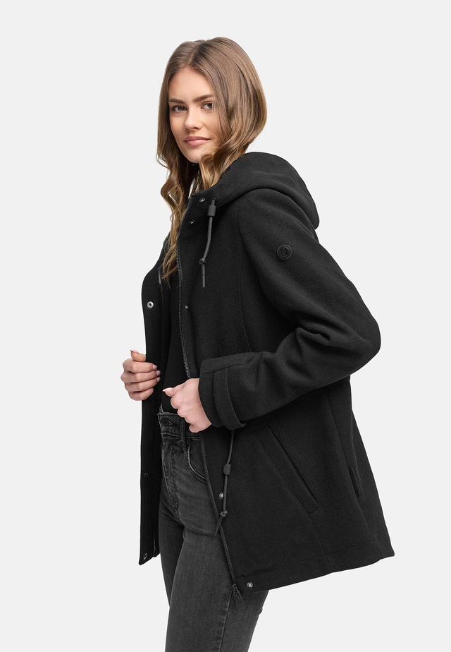Navahoo Kurzmantel »Lächelstern 14« Lange Damen Übergangsjacke in Wollmantel-Optik mit Kapuze