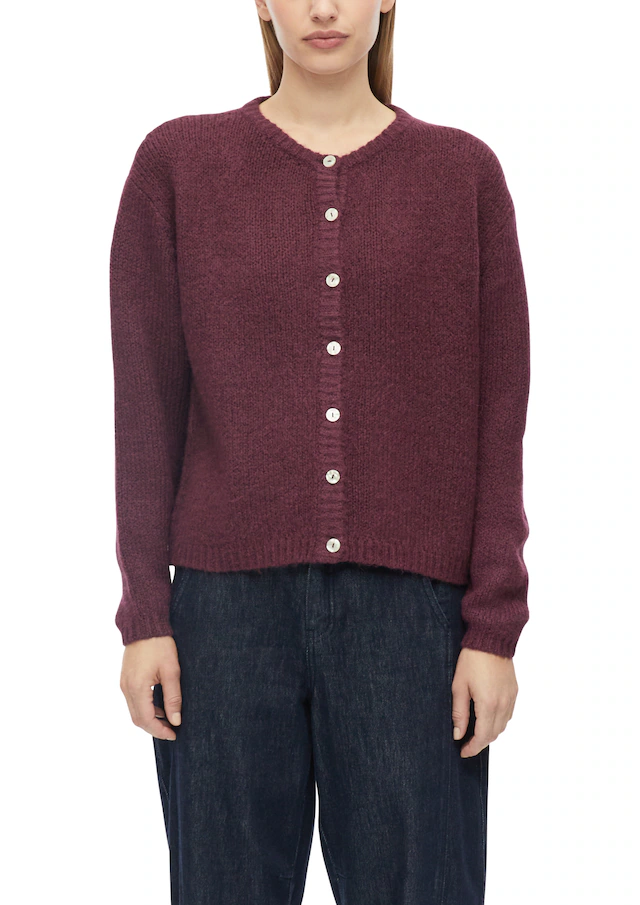 s.Oliver Cardigan Strickjacke mit Knopfleiste und Rundhals / mit Wolle