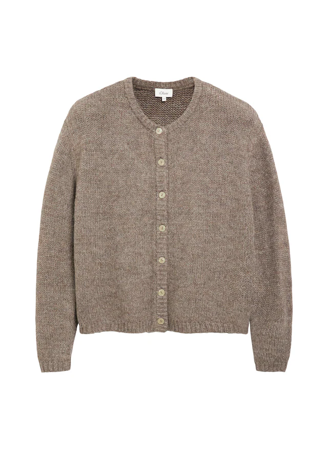 s.Oliver Cardigan Strickjacke mit Knopfleiste und Rundhals / mit Wolle