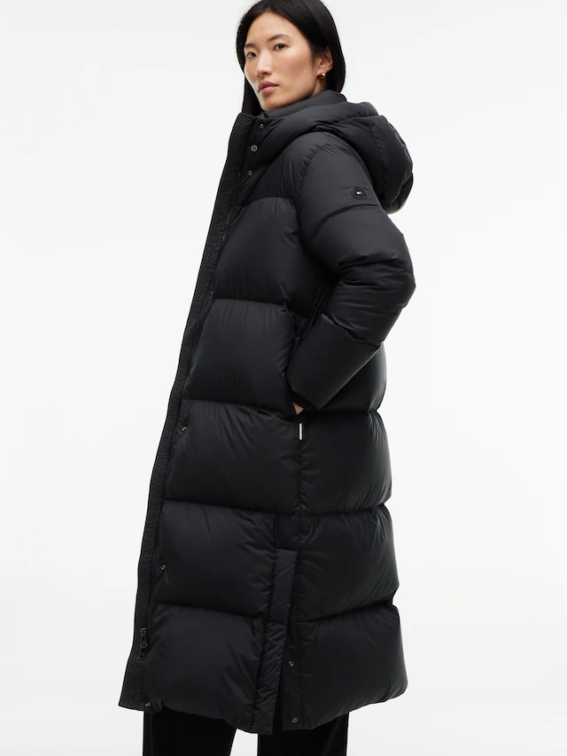 Tommy Hilfiger Steppmantel »DOWN MAXI MODERN COAT« Kunstfaser, Kapuze