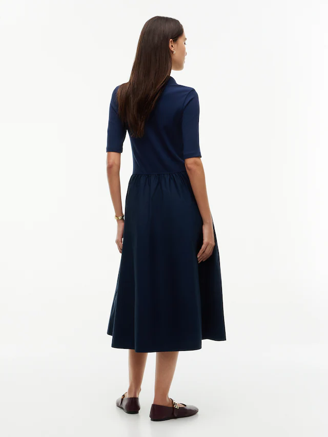 Tommy Hilfiger Midikleid »5X2 RIB F&F MIDI S/S POLO DRESS« Baumwolle, figurbetont, in gerippter Struktur