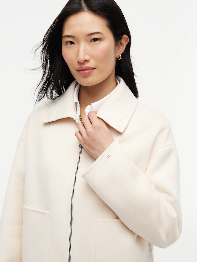 Tommy Hilfiger Kurzjacke »DF WOOL ZIP THROUGH JACKET« Materialmix, mit Wolle