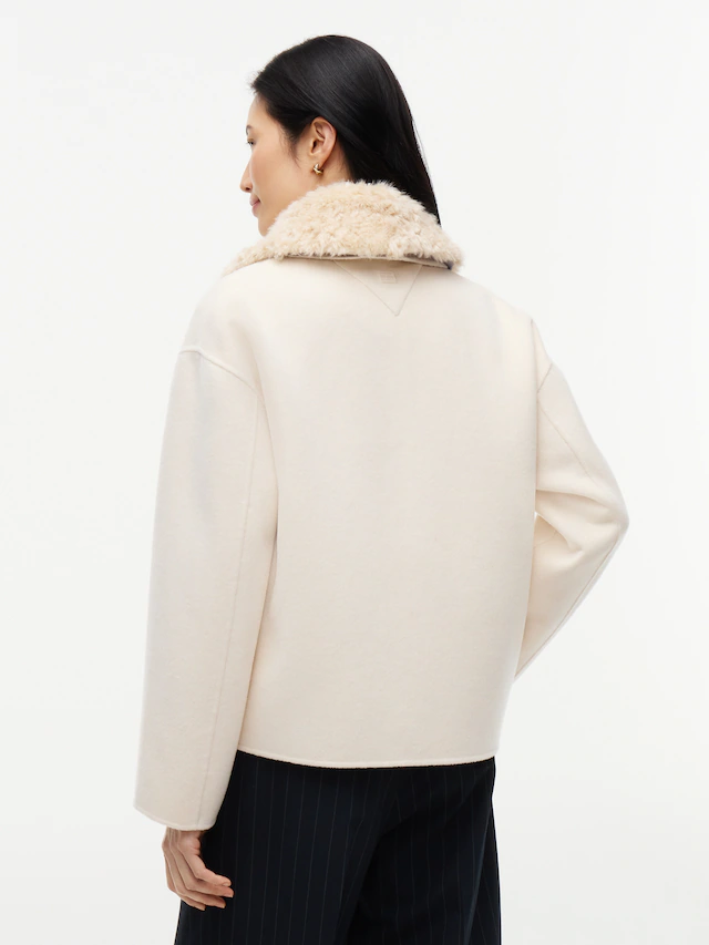 Tommy Hilfiger Kurzjacke »DF WOOL ZIP THROUGH JACKET« Materialmix, mit Wolle