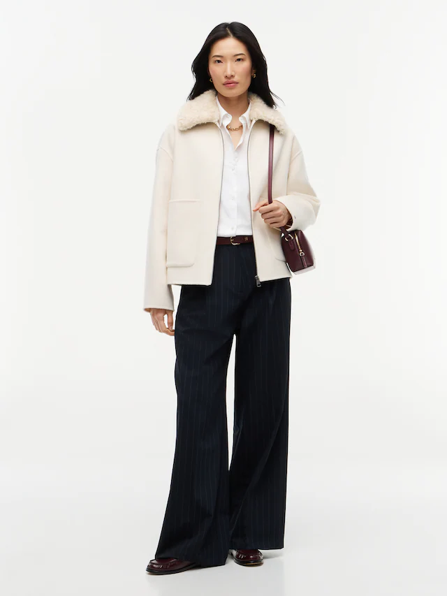 Tommy Hilfiger Kurzjacke »DF WOOL ZIP THROUGH JACKET« Materialmix, mit Wolle
