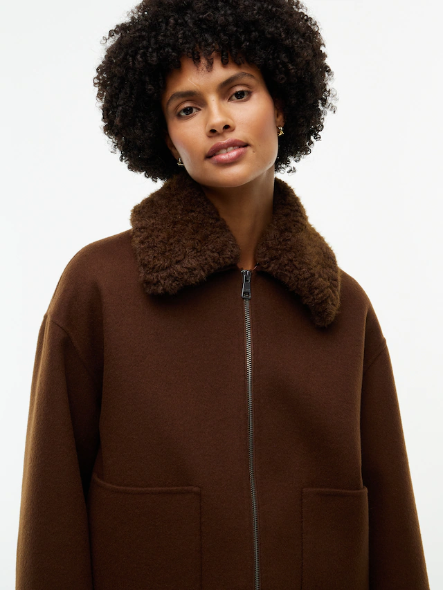 Tommy Hilfiger Kurzjacke »DF WOOL ZIP THROUGH JACKET« Materialmix, mit Wolle
