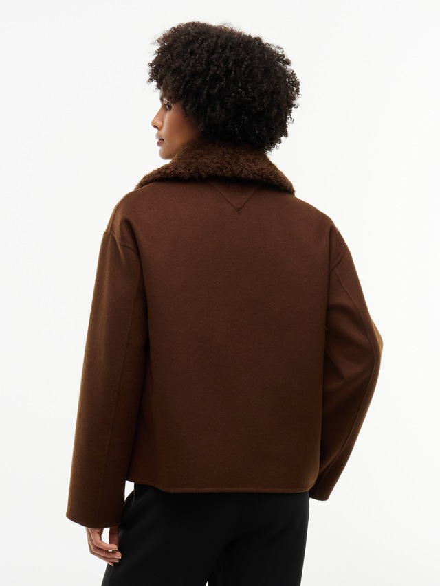 Tommy Hilfiger Kurzjacke »DF WOOL ZIP THROUGH JACKET« Materialmix, mit Wolle