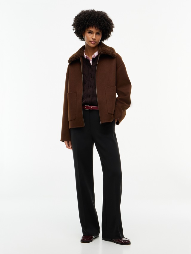 Tommy Hilfiger Kurzjacke »DF WOOL ZIP THROUGH JACKET« Materialmix, mit Wolle