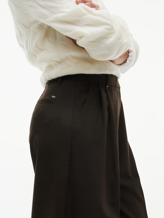 Tommy Hilfiger Anzughose »VISCOSE BLEND WIDE LEG« Materialmix, lässig geschnitten