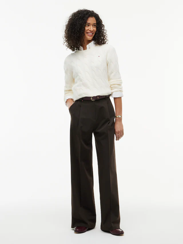 Tommy Hilfiger Anzughose »VISCOSE BLEND WIDE LEG« Materialmix, lässig geschnitten