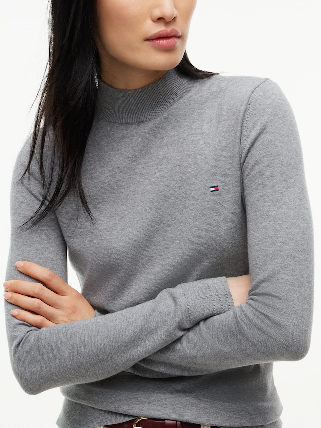 Tommy Hilfiger Strickpullover »COTTON JERSEY SLIM MK-NK SWT« Baumwollmischung, slim fit