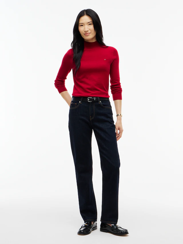 Tommy Hilfiger Strickpullover »COTTON JERSEY SLIM MK-NK SWT« Baumwollmischung, slim fit