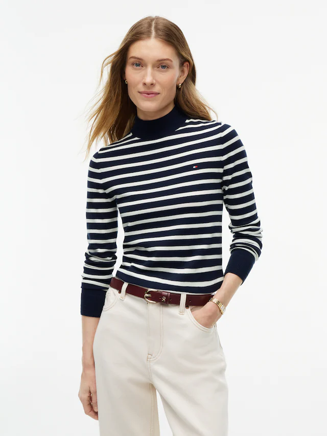 Tommy Hilfiger Strickpullover »COTTON JERSEY SLIM MK-NK SWT« Baumwollmischung, slim fit