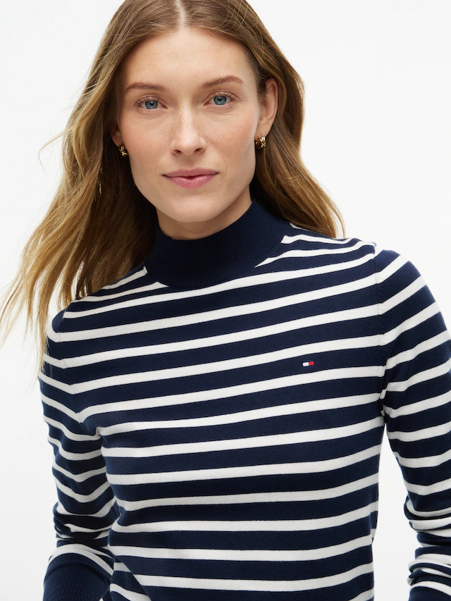 Tommy Hilfiger Strickpullover »COTTON JERSEY SLIM MK-NK SWT« Baumwollmischung, slim fit