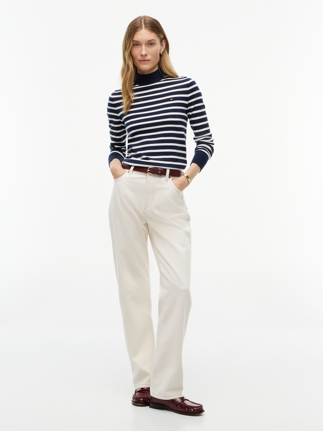 Tommy Hilfiger Strickpullover »COTTON JERSEY SLIM MK-NK SWT« Baumwollmischung, slim fit