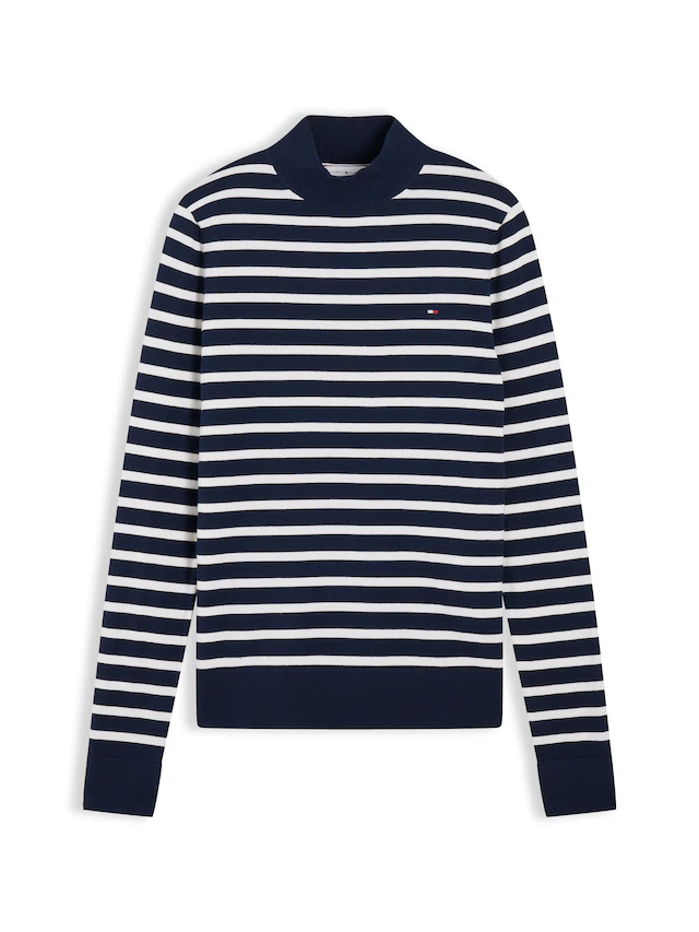 Tommy Hilfiger Strickpullover »COTTON JERSEY SLIM MK-NK SWT« Baumwollmischung, slim fit