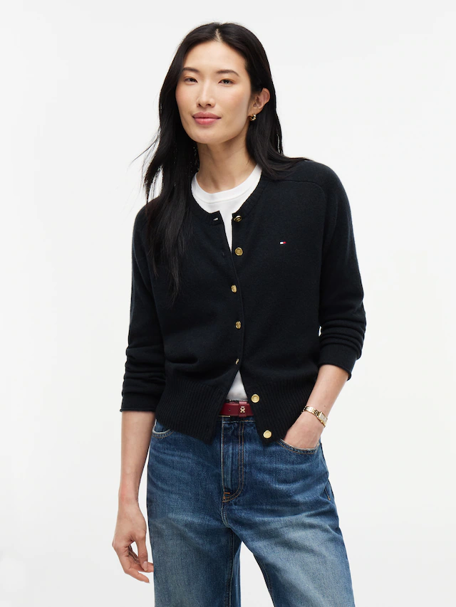 Tommy Hilfiger Strickjacke »SOFT WOOL JERSEY SLIM CARDI« aus reiner Wolle, slim fit