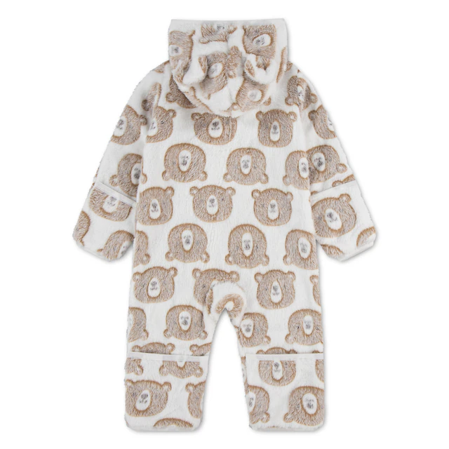 HUGGIES babywear Strampler »HUGN JACQUARD SHERPA PRAM« mit durchgehendem Reißverschluss - Teddymotiv / mit Kapuze