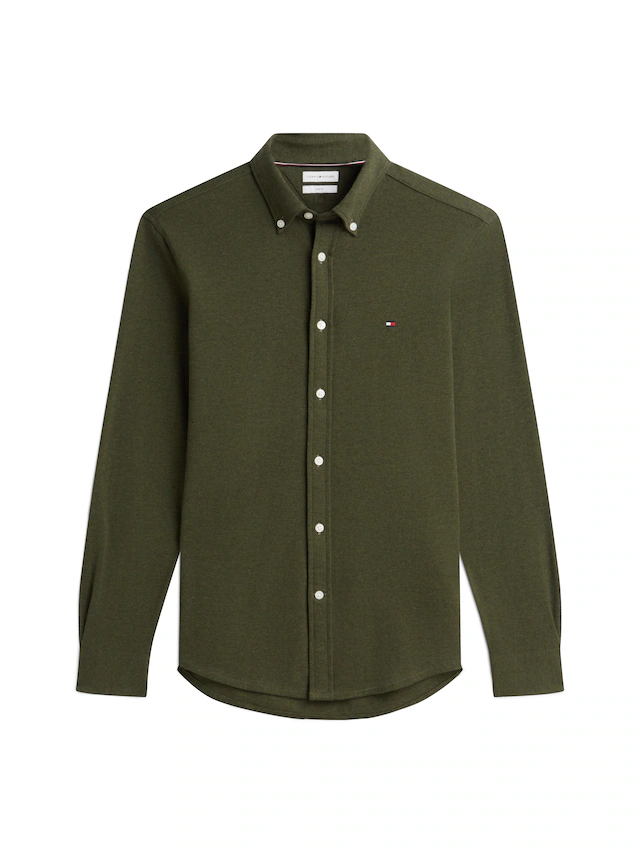 Tommy Hilfiger Langarmhemd »KNITTED SHIRT« Button-down-Kragen, Slim Fit, Jersey-Qualität