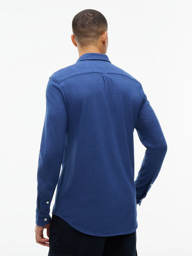 Tommy Hilfiger Langarmhemd »KNITTED SHIRT« Button-down-Kragen, Slim Fit, Jersey-Qualität