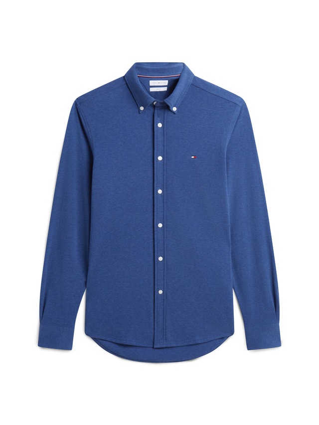 Tommy Hilfiger Langarmhemd »KNITTED SHIRT« Button-down-Kragen, Slim Fit, Jersey-Qualität