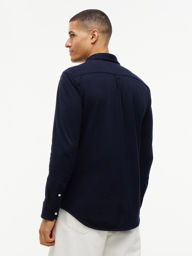 Tommy Hilfiger Langarmhemd »KNITTED SHIRT« Button-down-Kragen, Slim Fit, Jersey-Qualität