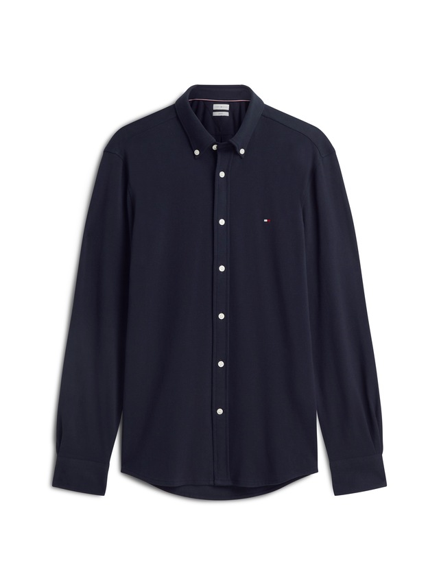 Tommy Hilfiger Langarmhemd »KNITTED SHIRT« Button-down-Kragen, Slim Fit, Jersey-Qualität