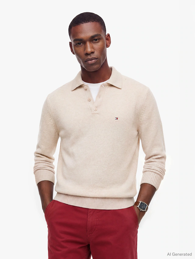 Tommy Hilfiger Polokragenpullover »LAMBSWOOL LS POLO« aus reiner Lammwolle