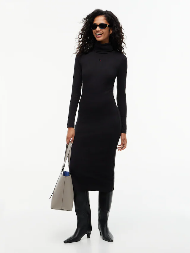 Tommy Jeans Jerseykleid »TJW TURTLNCK BODYCON MIDI DRESS« Baumwollmischung, figurbetont